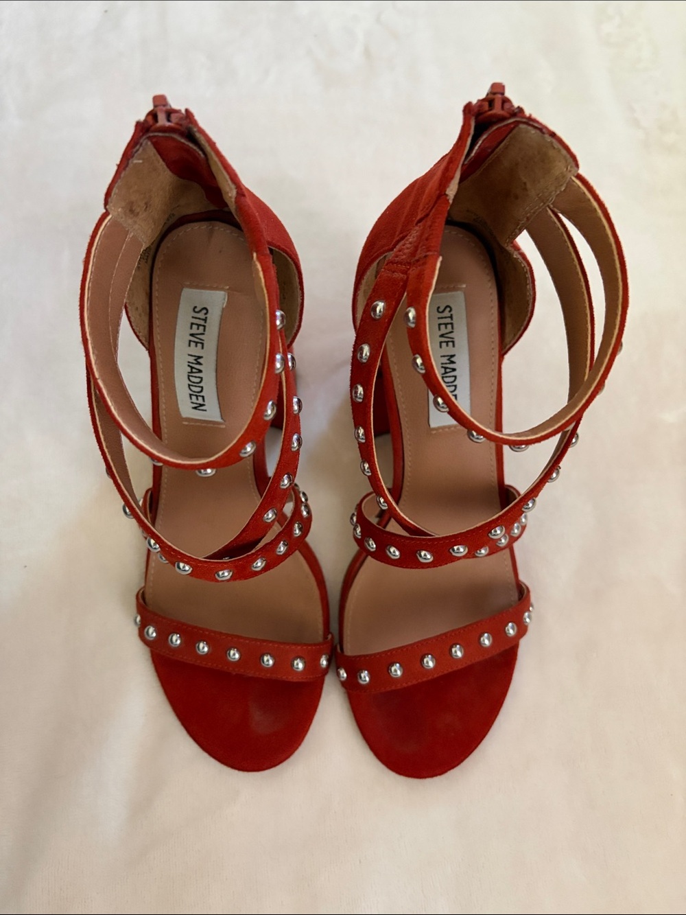 Steve Madden Red Studded Strappy Heels